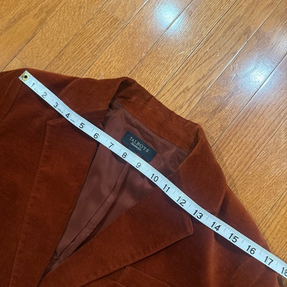 Talbots Velvet Single Button Blazer Womens 12 Burnt Rust Orange Academia Preppy - Picture 6 of 10